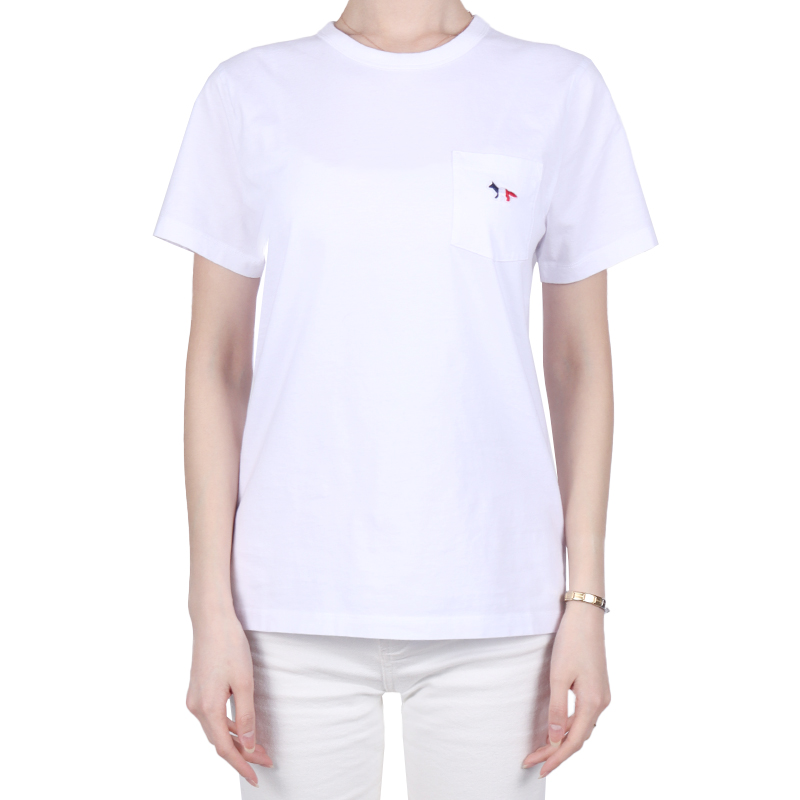 메종키츠네 23Ss 여성 트리컬러 폭스 반팔티 화이트 Fw00107Kj0010 P100]